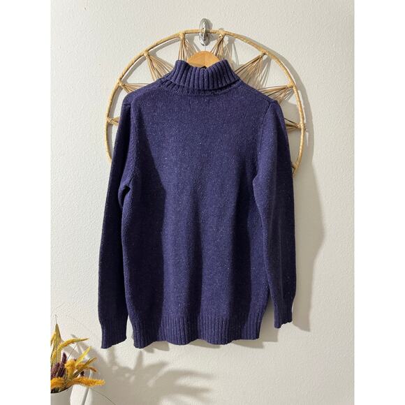 Purple Confetti Soft Cable Knit Fisherman Chunky Turtleneck Sweater  Sz LARGE - Picture 7 of 9